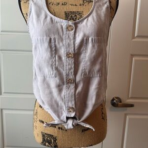 Chambray Button-Down Top